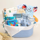 Pengtai baby boy gift basket featuring cozy blanket for nap time