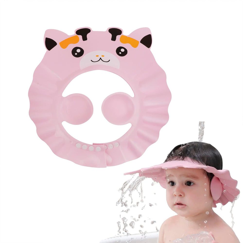 PENINSULA LOVE baby shower cap pink protects eyes during bath time.