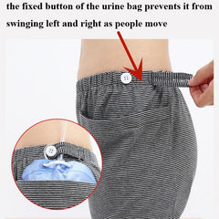 PENINSULA LOVE side pockets emphasize large capacity for urine bags.