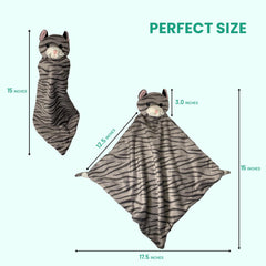 Pepe n Tito cat plush security blanket body texture stimulates tactile development and calm.