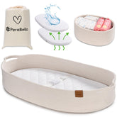Perabella baby changing basket on dresser, ideal for quick diaper changes.