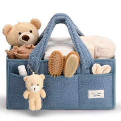 PeraBella baby diaper caddy with a sturdy handle for easy transport.