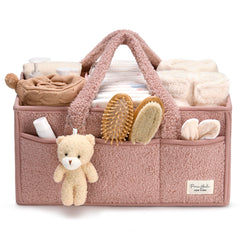 PeraBella baby diaper caddy with handle keeps nursery items organized.
