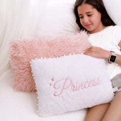 Perfectto Design white princess pillow embroidery brightens the nursery with delicate detail.