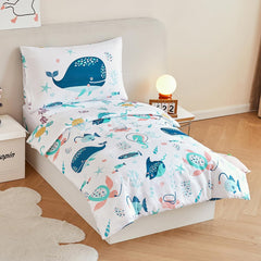 PERFEMET reversible seahorses pattern enhances versatile bedtime decor.