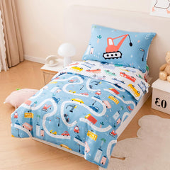PERFEMET comforter with car pattern on blue background, engaging for toddlers