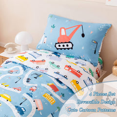 PERFEMET reversible design with car and bus patterns, two looks