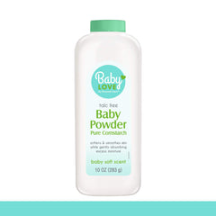 Personal Care Baby Powder texture closeup reveals fine, breathable powder texture.