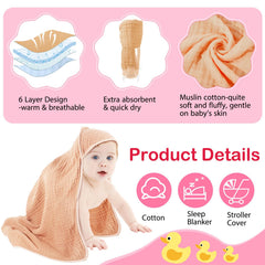Six layers ensure quick moisture absorption and cozy warmth after baths
