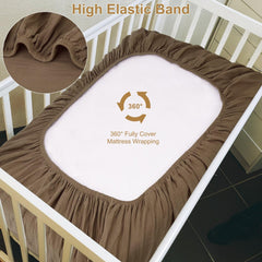 Pet Rejoir crib sheet shown on a mattress for easy changes.