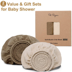 PET REJOIR muslin mini crib sheets fabric close-up showing soft, breathable texture.