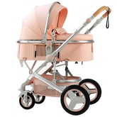 PetitX Convertible Stroller pink fold demonstrates portable travel-ready design.