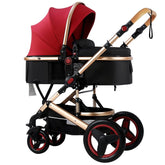 PetitX convertible stroller front view in red for a smooth ride.