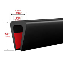 Pettyelf U-channel edge trim shows self-adhesive installation without glue.