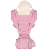 PEYWKANZT Baby Carrier with Hood in Pink offers ergonomic support for growing babies.