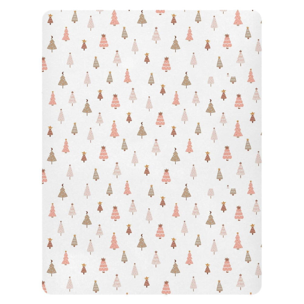 Pfrewn Christmas crib sheet with pastel tree pattern for cozy nursery aesthetics