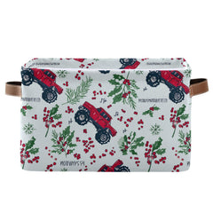 Pfrewn Christmas monster truck storage bin front view, ideal for toy organization.