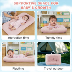 PGONEEE coral pink baby lounger side view showing compact profile