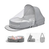 PGONEEE baby travel bassinet folded into a compact backpack for travel.