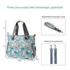PHEBEN insulated bottle pocket on dessert-pattern tote for temperature control.