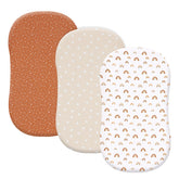 PHF 3-pack soft bassinet sheets in rainbow fit snugly on most cradles for secure sleep.