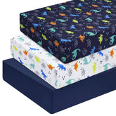 PHF 3-pack soft dinosaur crib sheets on standard crib mattress for playful style and practical fit.