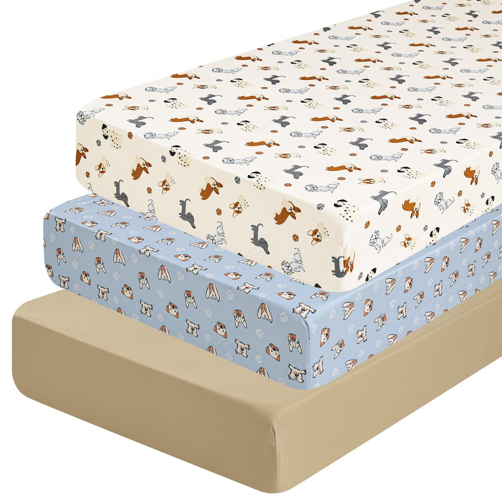 PHF 3-pack crib sheets with fitted quick-fit design for standard cribs