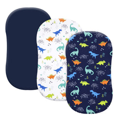PHF dinosaur bassinet sheet in navy pattern for infant comfort.