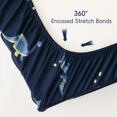 PHF dinosaur crib sheets with 9-inch pocket secure fit for standard cribs.