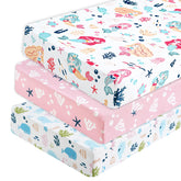 PHF Mermaid crib sheets 3-pack package in soft fabric for comfortable baby sleep.