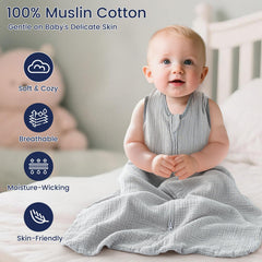 PHF sleep sack grey 0.5 TOG supports easy diaper changes