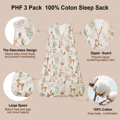 PHF soft baby sleep sack woodland pattern back view highlighting all-season warmth