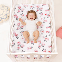 PHF soft microfiber rose floral sheet feels gentle on baby skin.