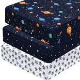 PHF space crib sheets stars pattern provide secure fit on standard cribs