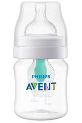 Philips Avent AirFree vent bottle showing milk-filled nipple for comfortable upright feeding