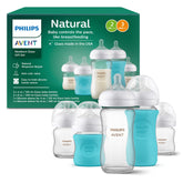 Philips Avent natural glass bottle 4oz with slow flow nipple for controlled feeding