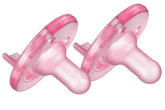 Philips Avent Soothie pacifier pink for 3+ months calms babies with a comfortable fit.