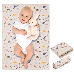 PHOEBUS BABY vegan leather changing mat in dinosaur pattern, easy to wipe clean.