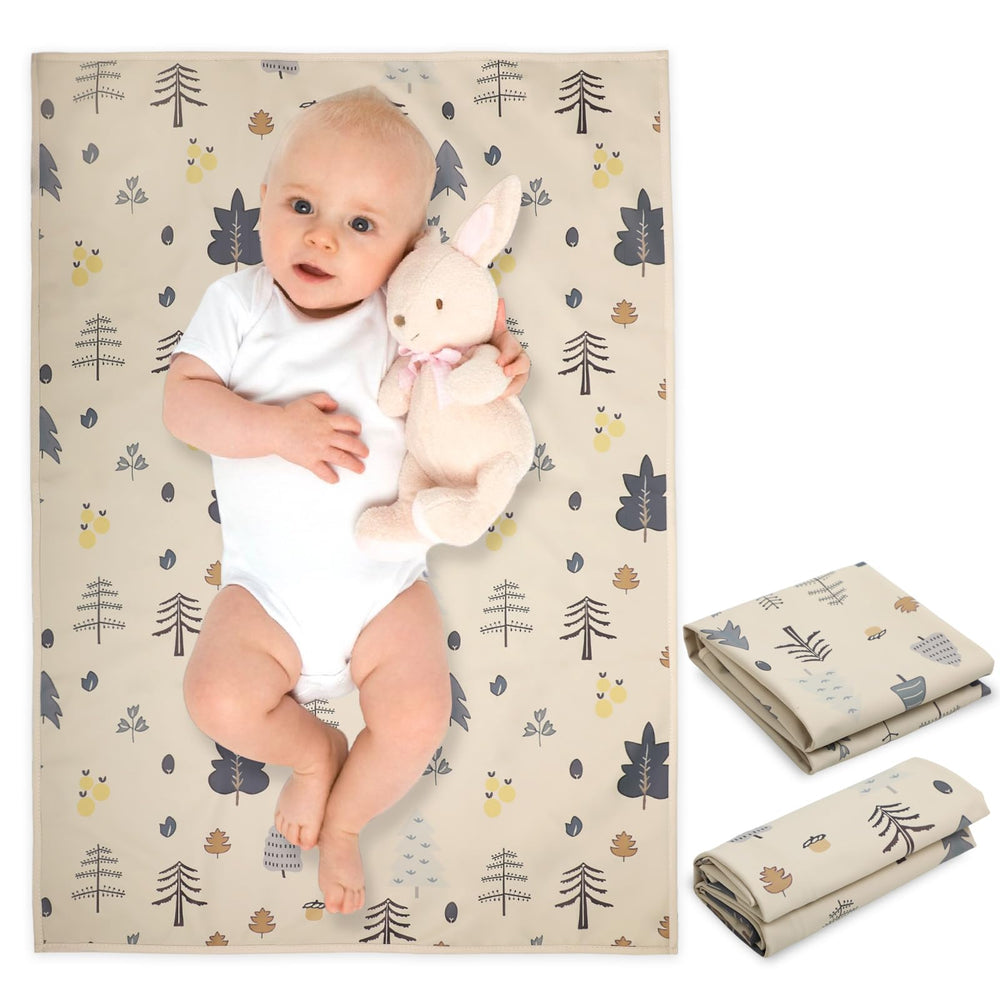 PHOEBUS BABY vegan leather changing mat with Forest Tree pattern, easy wipe clean surface for quick changes