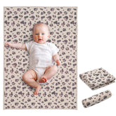 Phoebus Baby leopard vegan leather changing mat, 20x28 inches, easy to wipe clean.