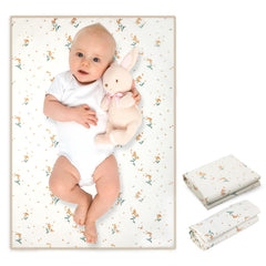 PHOEBUS BABY vegan leather changing mat with orange floral pattern for easy on-the-go diaper changes