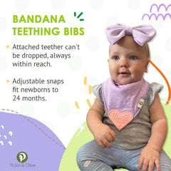 Pickle & Olive bandana teether pink set4 back view with durable polyester backing