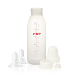 Pigeon baby cleft-palate bottle with two nipples supports controlled feeding.