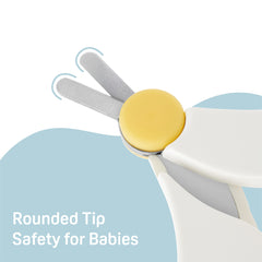 PIGEON baby nail scissors with rust-resistant stainless steel blades for durability.
