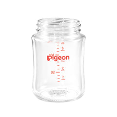 Pigeon wide-neck glass bottle body 160ml shown for secure feeding and easy seal.