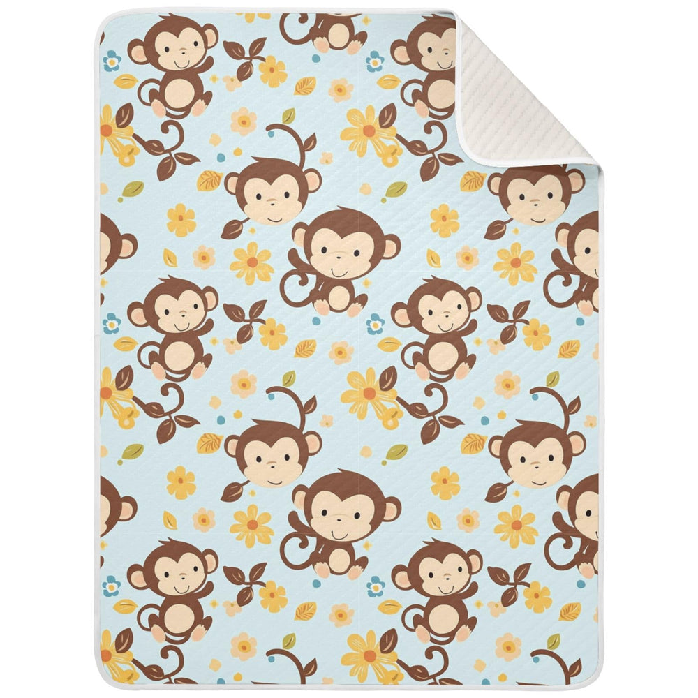 Pigsaly giraffe monkey blanket folded for travel, compact and portable.