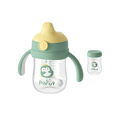 Piifur Tritan Sippy Cup Green front view with easy grip handle and leak resistant design