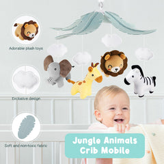 PIIKAGO crib mobile with giraffe plush promoting color recognition through rotation