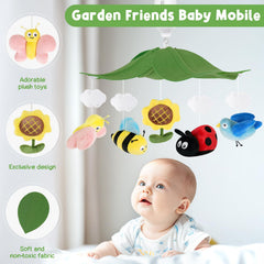 PIIKAGO Garden Friends Crib Mobile features butterflies, bees, and birds for visual delight.