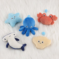 PIIKAGO Ocean Crib Mobile featuring a hammerhead shark plush to captivate baby attention during quiet play.
